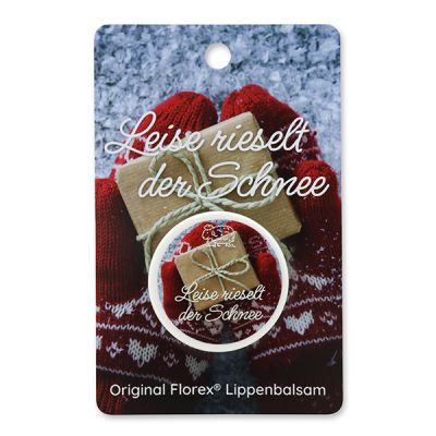 Lip balm 10ml with a card "Leise rieselt der Schnee", Christmas rose white 