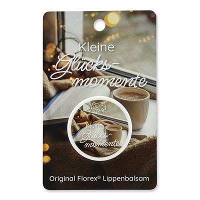 Lip balm 10ml with a card "Kleine Glücksmomente", Swiss pine 
