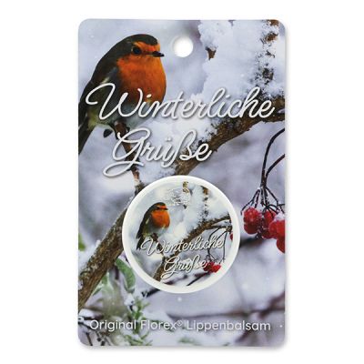 Lip balm 10ml with a card "Winterliche Grüße", Pomegranate 