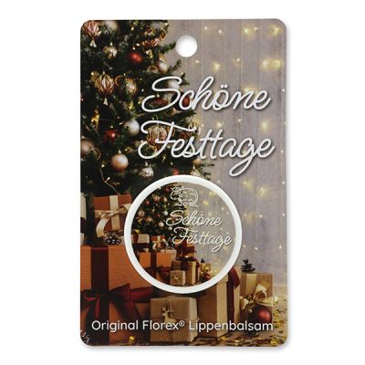 Lip balm 10ml with a card "Schöne Festtage", Swiss pine 