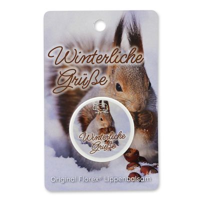 Lip balm 10ml with a card "Winterliche Grüße", Swiss pine 