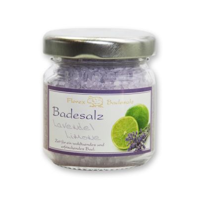 Bath salt 60g in a glass jar, Lavender lime 