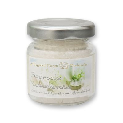 Bath salt 60g in a glass jar, Christmas rose white 