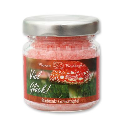 Bath salt 60g in a glass jar "Viel Glück", Pomegranate 