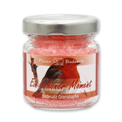 Bath salt 60g in a glass jar "Ein schöner Moment", Pomegranate 
