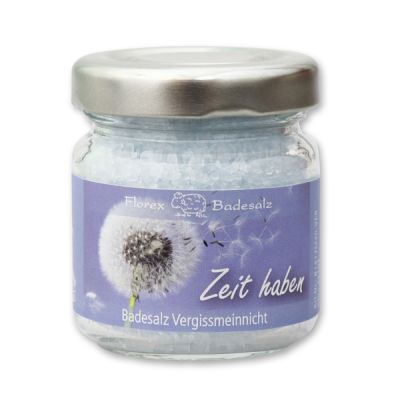 Bath salt 60g in a glass jar "Zeit haben", Forget-me-not 