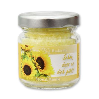 Bath salt 60g in a glass jar "Schön, dass es dich gibt", Chamomile 