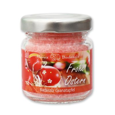 Bath salt 60g in a glass jar "Frohe Ostern", Pomegranate 