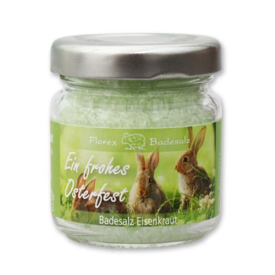 Bath salt 60g in a glass jar "Ein frohes Osterfest", Verbena 