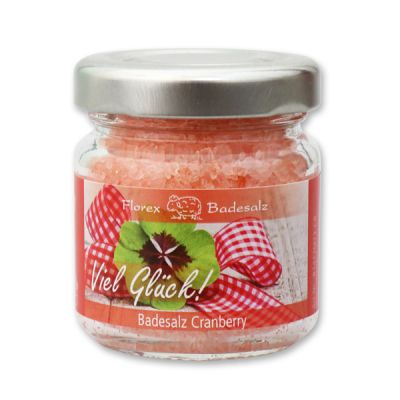 Bath salt 60g in a glass jar "Viel Glück", Cranberry 