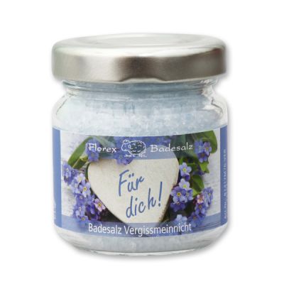 Bath salt 60g in a glass jar "Für dich", Forget-me-not 