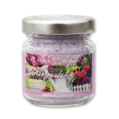Bath salt 60g in a glass jar "Gartenfreude", Lavender 