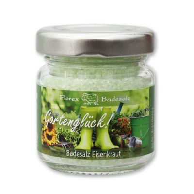 Bath salt 60g in a glass jar "Gartenglück", Verbena 