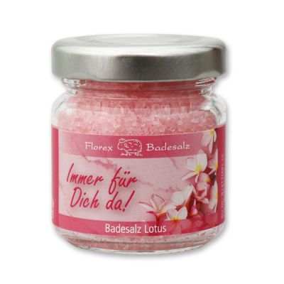 Bath salt 60g in a glass jar "Immer für Dich da!", Lotus 