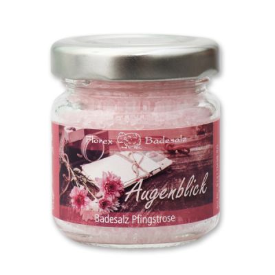 Bath salt 60g in a glass jar "Augenblick", Peony 