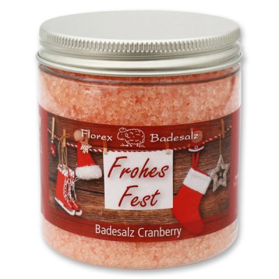 Bath salt 300g in a container "Frohes Fest", Cranberry 