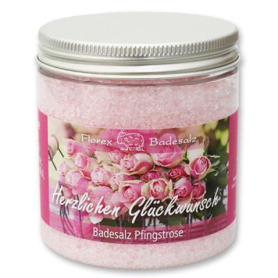 Bath salt 300g in a container "Herzlichen Glückwunsch", Peony 