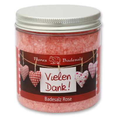 Badesalz 300g in der Dose "Vielen Dank", Rose 