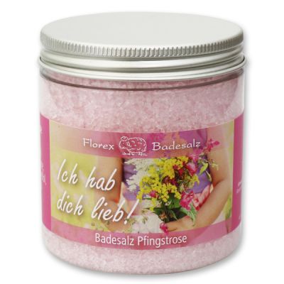 Bath salt 300g in a container "Ich hab dich lieb", Peony 