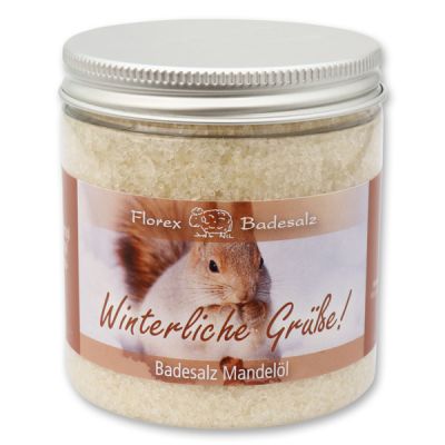 Bath salt 300g in a container "Winterliche Grüße", Almond oil 
