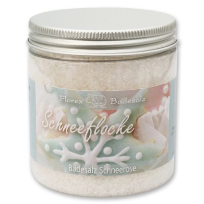 Bath salt 300g in a container "Schneeflocke", Christmas rose white 