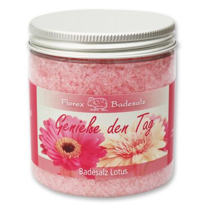 Bath salt 300g in a container "Genieße den Tag", Lotus 