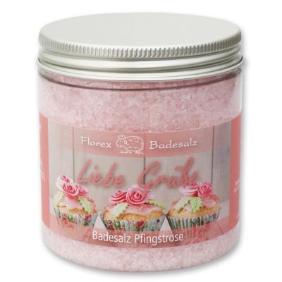 Bath salt 300g in a container "Liebe Grüße", Peony 