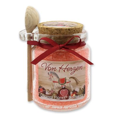 Bath salt 300g in a glass jar with a wooden spoon "Von Herzen", Pomegranate 