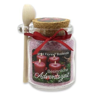 Bath salt 300g in a glass jar with a wooden spoon "Besinnliche Adventszeit", Winter magic 