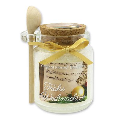 Bath salt 300g in a glass jar with a wooden spoon "Frohe Weihnachten", Classic 