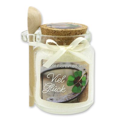 Bath salt 300g in a glass jar with a wooden spoon "Viel Glück", Classic 