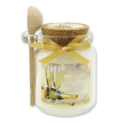 Bath salt 300g in a glass jar with a wooden spoon "Auf ein gutes neues Jahr", Classic 