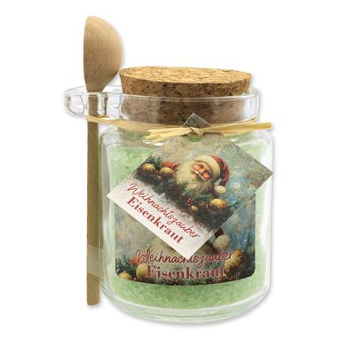 Badesalz 300g im Glas mit Holzlöffel "Weihnachtszauber-Motiv 10", Eisenkraut 