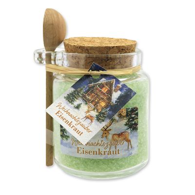 Badesalz 300g im Glas mit Holzlöffel "Weihnachtszauber-Motiv 11", Eisenkraut 