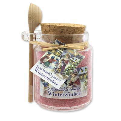 Badesalz 300g im Glas mit Holzlöffel "Weihnachtszauber-Motiv 14", Winterzauber 