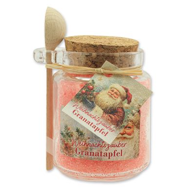 Badesalz 300g im Glas mit Holzlöffel "Weihnachtszauber-Motiv 22", Granatapfel 