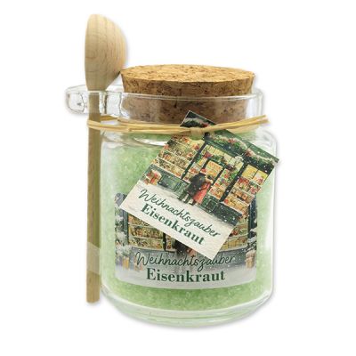 Badesalz 300g im Glas mit Holzlöffel "Weihnachtszauber-Motiv 9", Eisenkraut 
