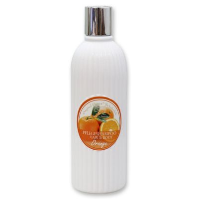 Pflegeshampoo Hair&Body mit biologischer Schafmilch 330ml in der Flasche, Orange 