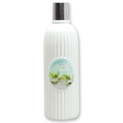 Pflegeshampoo Hair&Body mit biologischer Schafmilch 330ml in der Flasche, Schneerose 