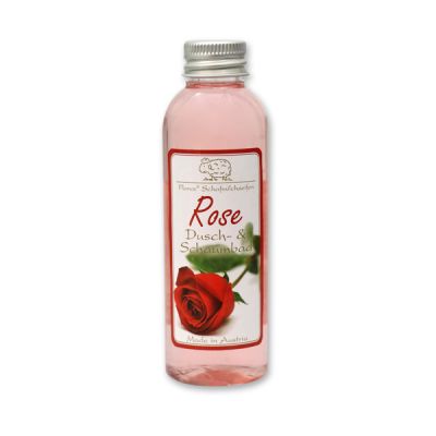 Shower- & foam bath with organic sheep milk 75ml, Rose red 