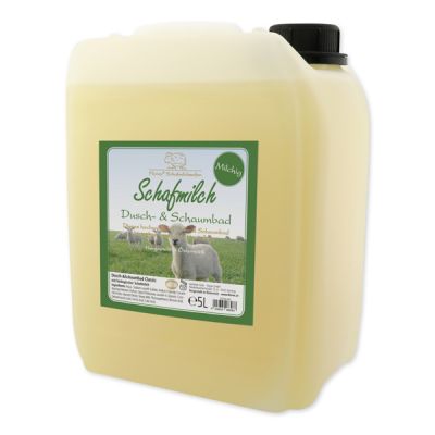 Shower- & foam bath MILKY with organic sheep milk refill 5L in a canister, Classic 