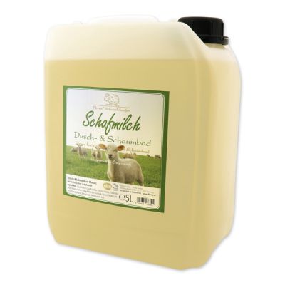 Shower- & foam bath with organic sheep milk refill 5L in a canister, Classic 