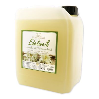 Shower- & foam bath with organic sheep milk refill 5L in a canister, Edelweiss 