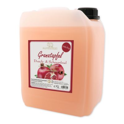 Shower- & foam bath MILKY with organic sheep milk refill 5L in a canister, Pomegranate 