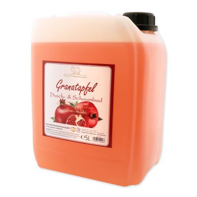 Shower- & foam bath with organic sheep milk refill 5L in a canister, Pomegranate 