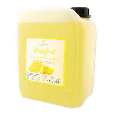 Shower- & foam bath with organic sheep milk refill 5L in a canister, Grapefruit 