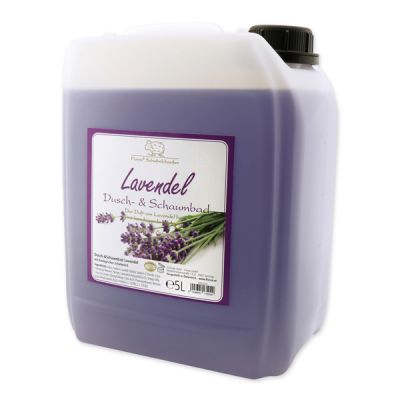 Shower- & foam bath with organic sheep milk refill 5L in a canister, Lavender 