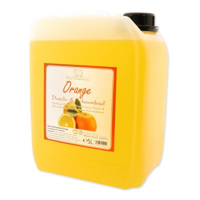 Dusch- & Schaumbad mit biologischer Schafmilch Nachfüller 5L im Kanister, Orange 