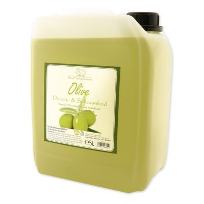 Shower- & foam bath with organic sheep milk refill 5L in a canister, Olive 