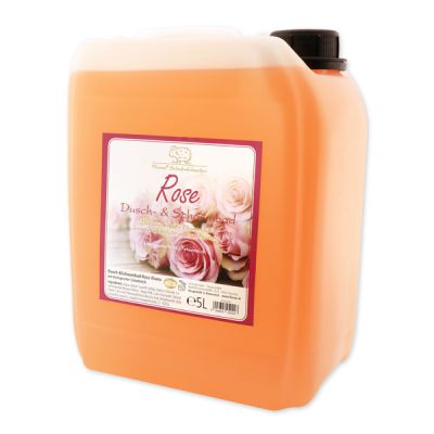 Shower- & foam bath with organic sheep milk refill 5L in a canister, Rose Diana 
